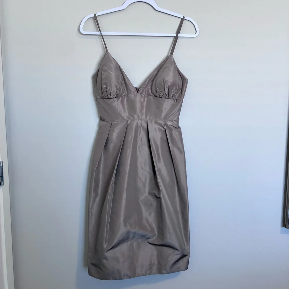 J. Crew - Silk Taffetta Taupe Cocktail Dress - 6
